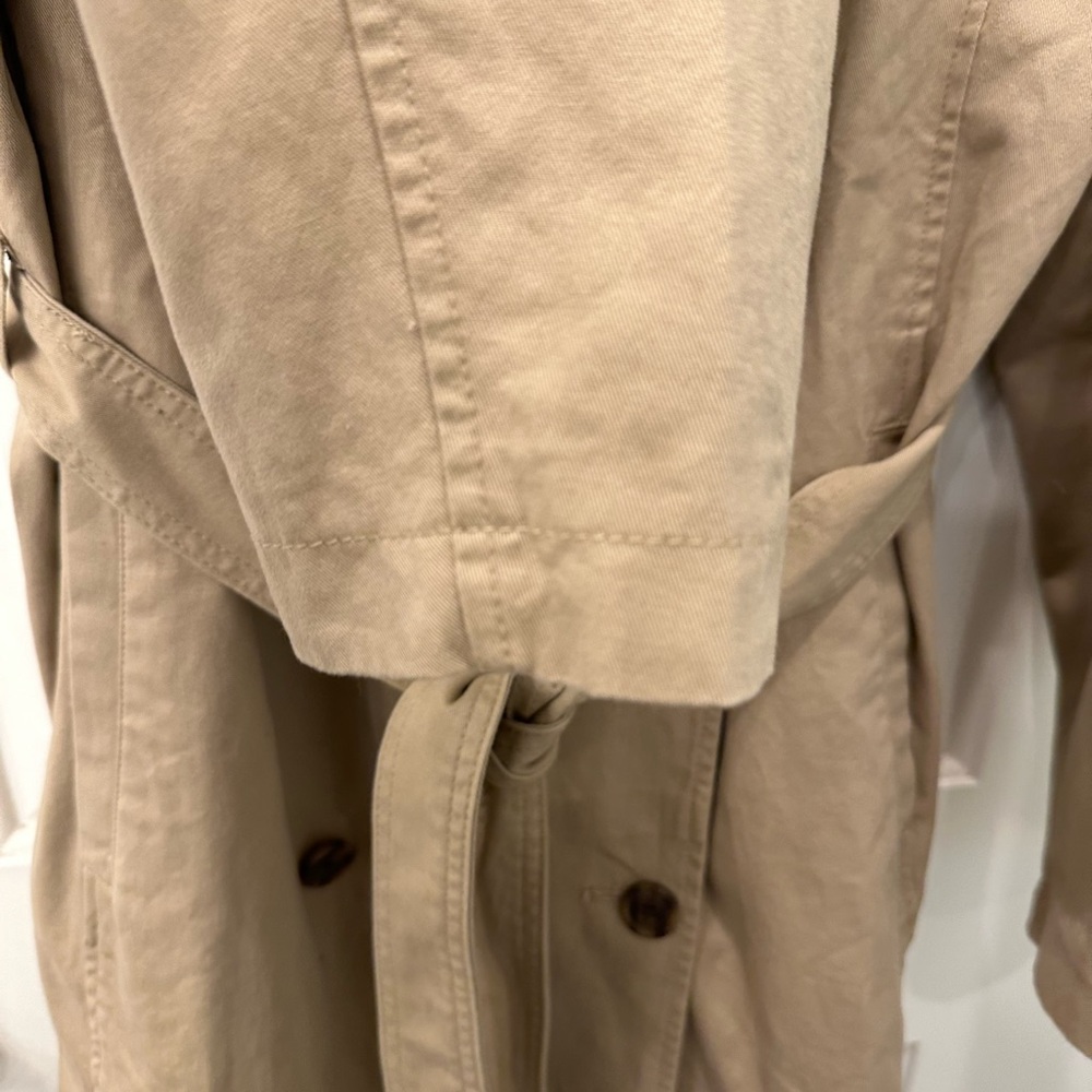 GAP Khaki Double-Breasted Trench Coat sz L - Picture 4 of 6